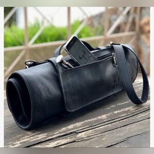 Chef's Knife Roll Bag, LE MINUIT by MARION Genuine Calf Top Grain Black Leather